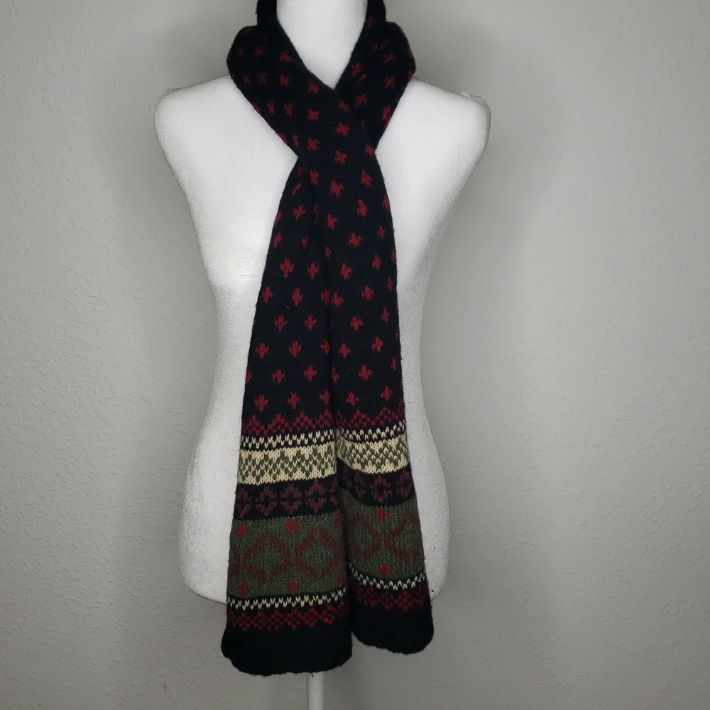Vintage Lauren Ralph Lauren Unisex Knit Shetland Wool Scarf 90s Preppy Classic